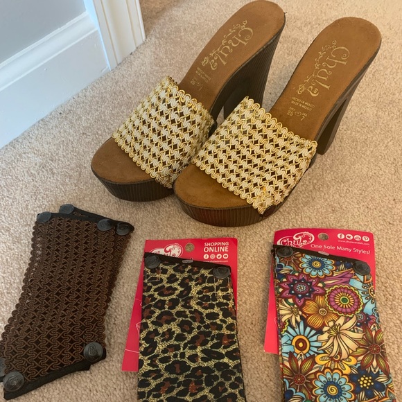 Wedge heels with 4 interchangeable covers - Picture 1 of 4
